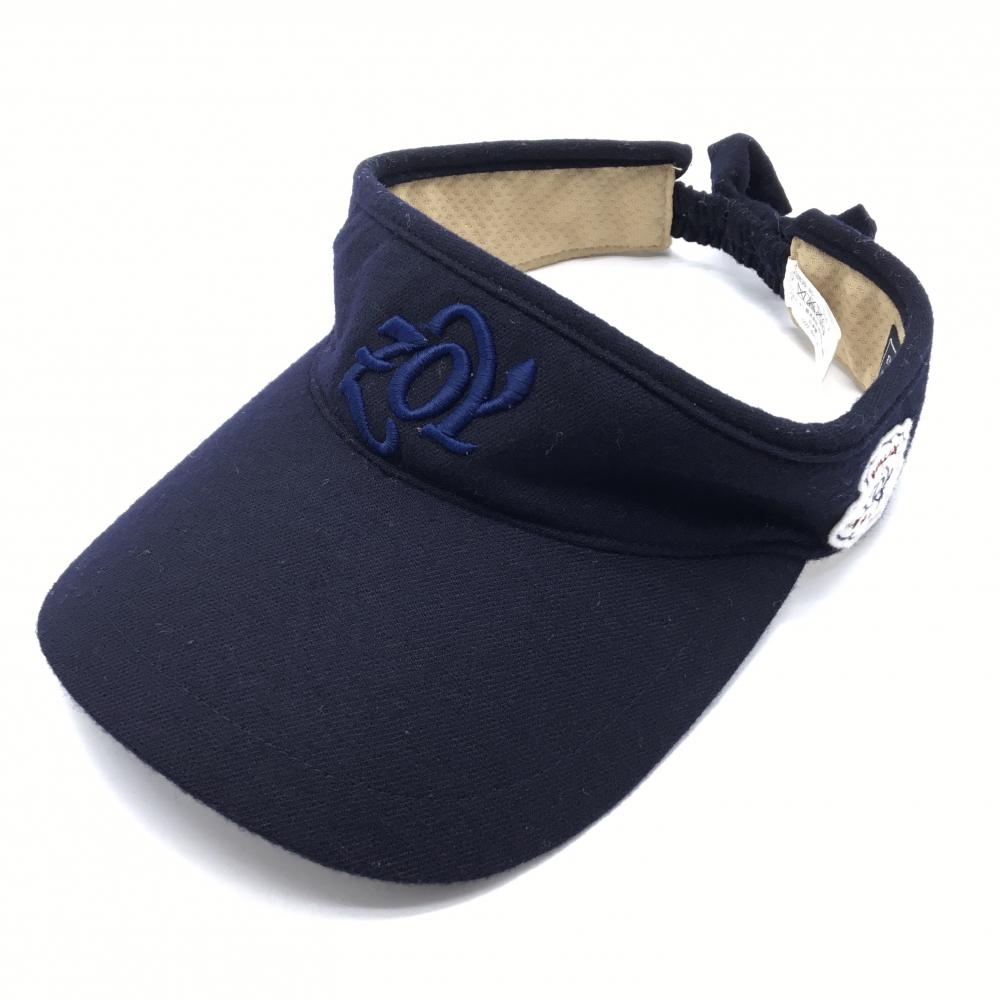 【美品】ゾーイ サンバイザー ネイビー ロゴ刺しゅう  レディース F ゴルフウェア ZOY