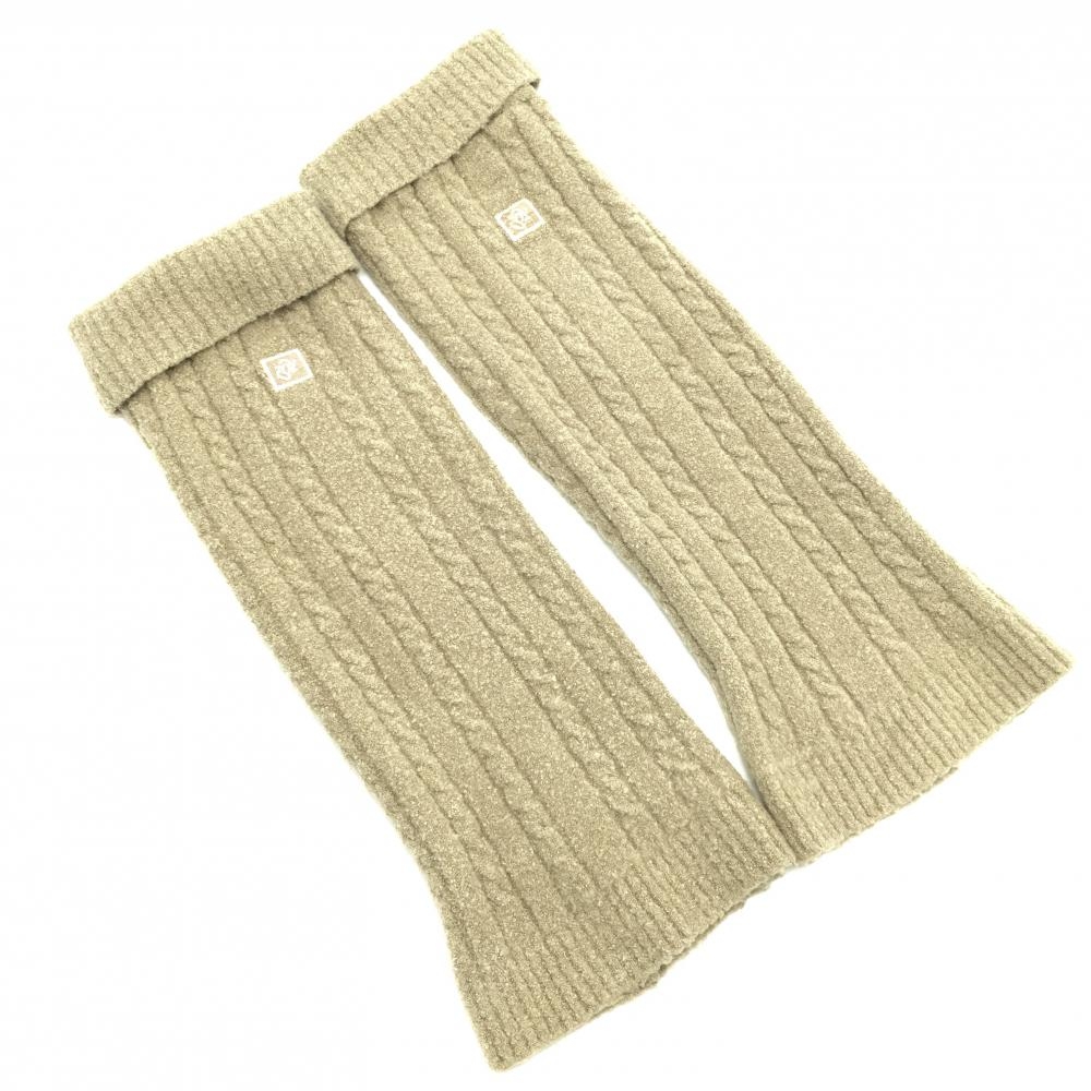 ゾーイ ニットレッグウォーマー ベージュ系 ケーブル編み ロゴ刺しゅう レディース F ゴルフウェア ZOY