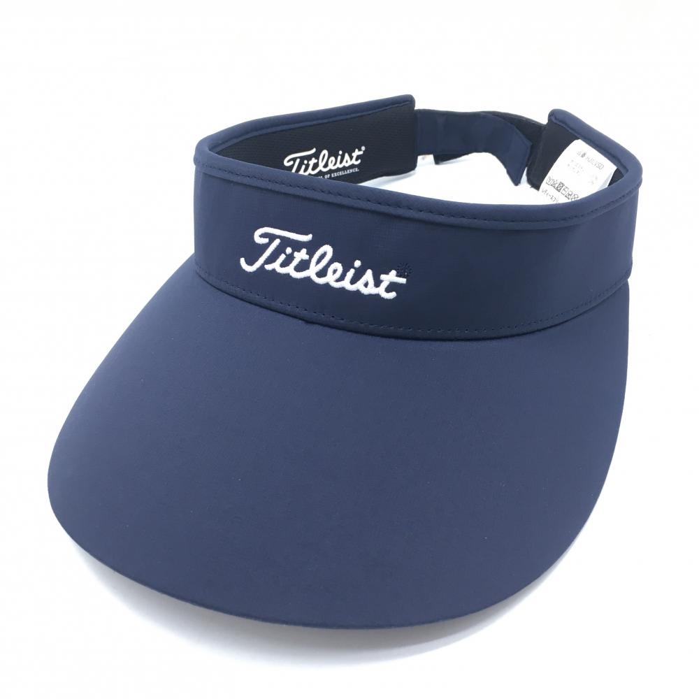 【超美品】タイトリスト サンバイザー ネイビー×白 ロゴ刺しゅう レディース レディスフリー(55-57cm) ゴルフウェア TITLEIST
