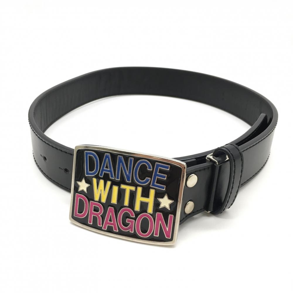 【超美品】ダンスウィズドラゴン トップ式ベルト 黒 バックルロゴ レディース  ゴルフウェア Dance With Dragon