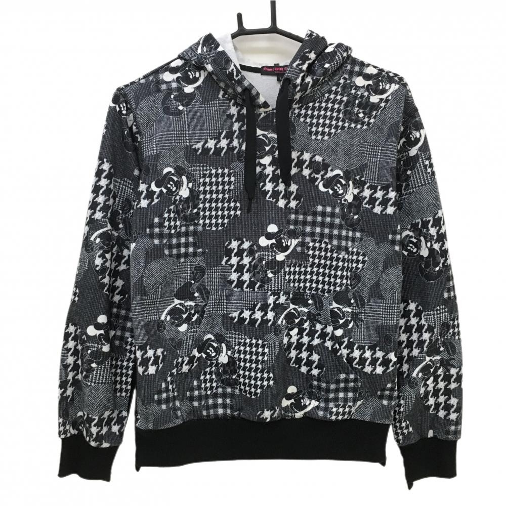 【美品】ダンスウィズドラゴン×Disney パーカー グレー×白 グレンチェック  レディース 2(M) ゴルフウェア Dance With Dragon