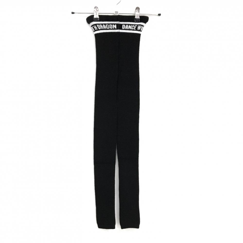 【新品】ダンスウィズドラゴン レギンス 黒×白 ロゴ スパッツ ウール混 レディース 99(F) ゴルフウェア Dance With Dragon