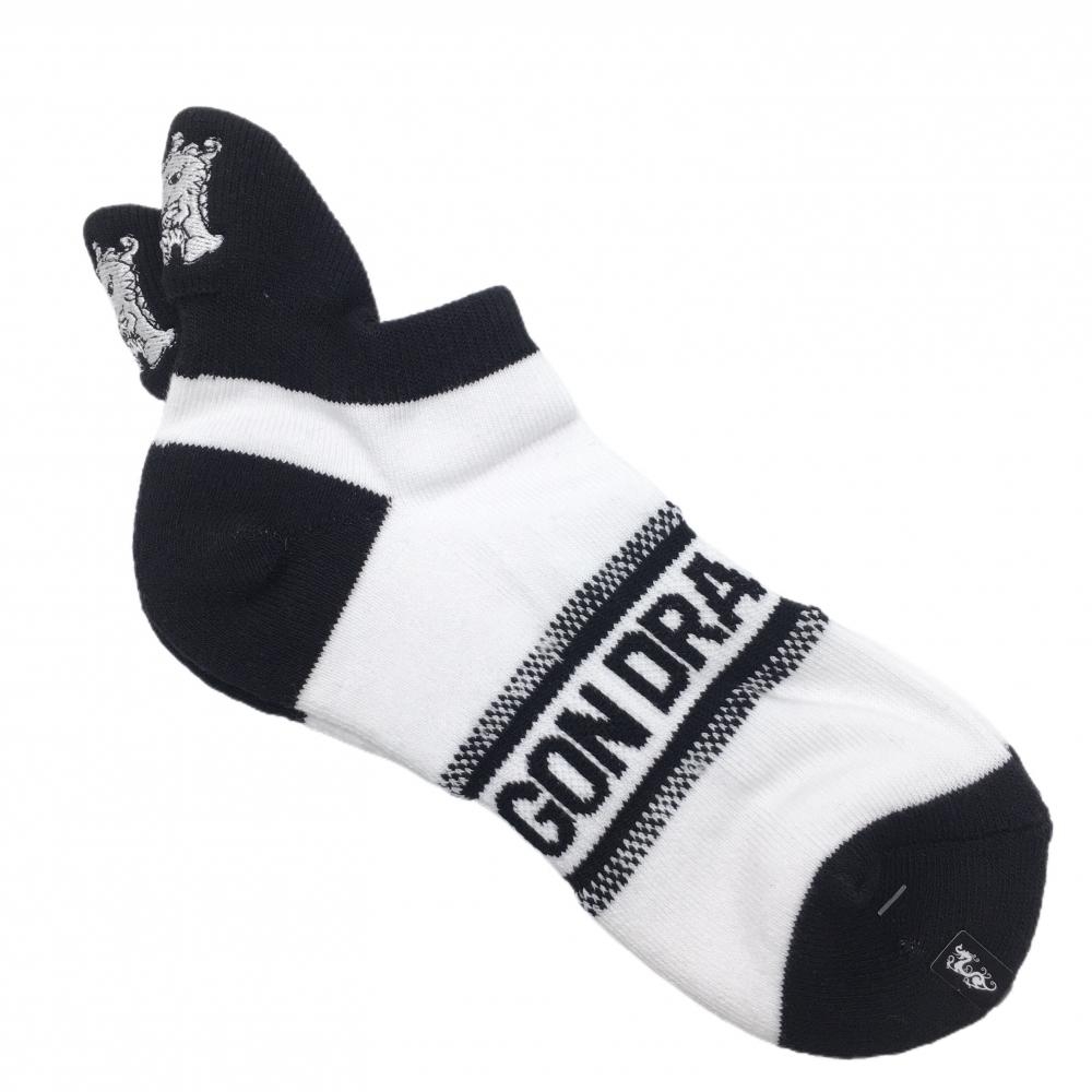 【新品】ダンスウィズドラゴン ソックス 白×黒 くるぶし丈 チビドラ レディース 99(F) ゴルフウェア Dance With Dragon