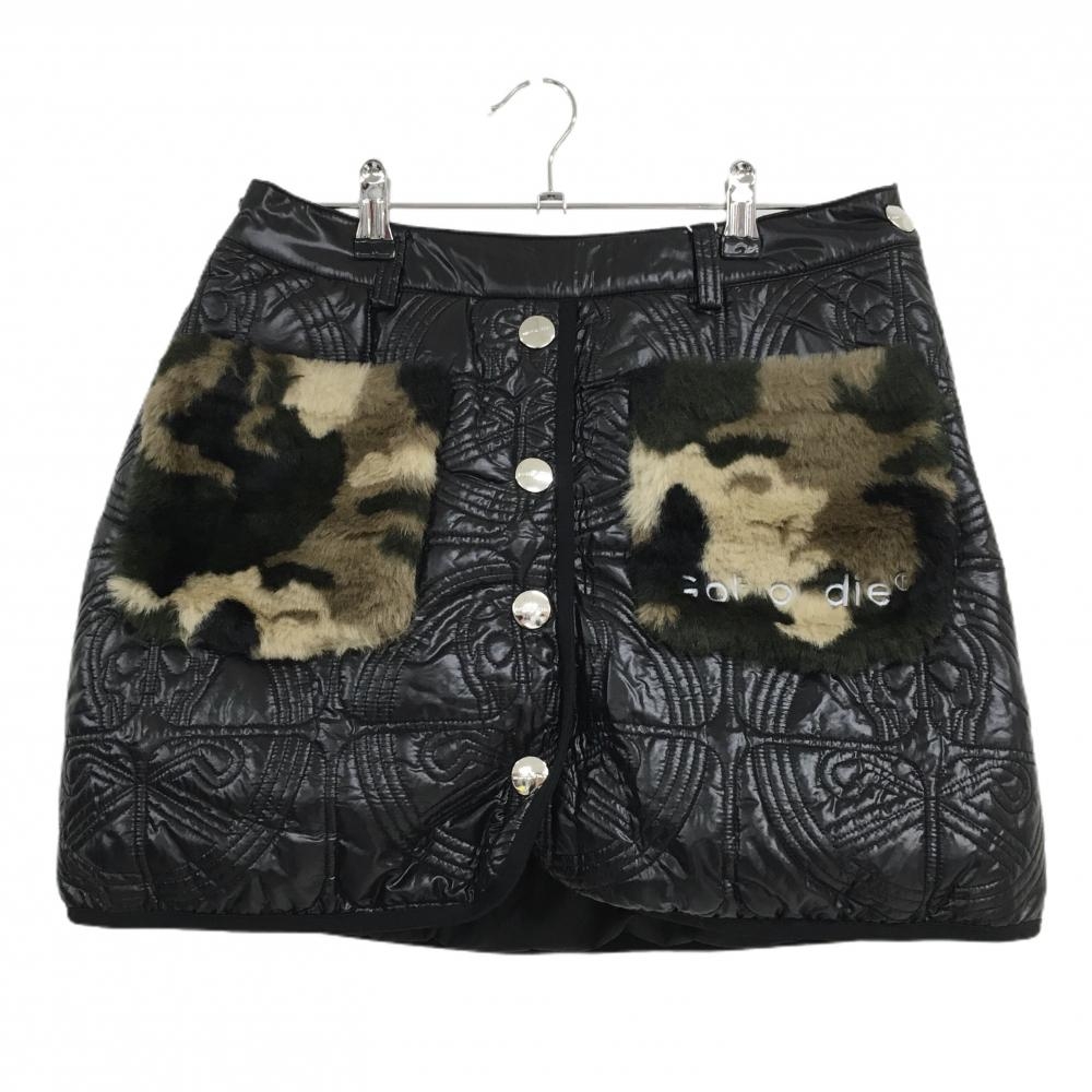 【新品】マークアンドロナ ダウンスカート 黒×ベージュ 一部迷彩 カモフラ  レディース 38 ゴルフウェア Dance With Dragon