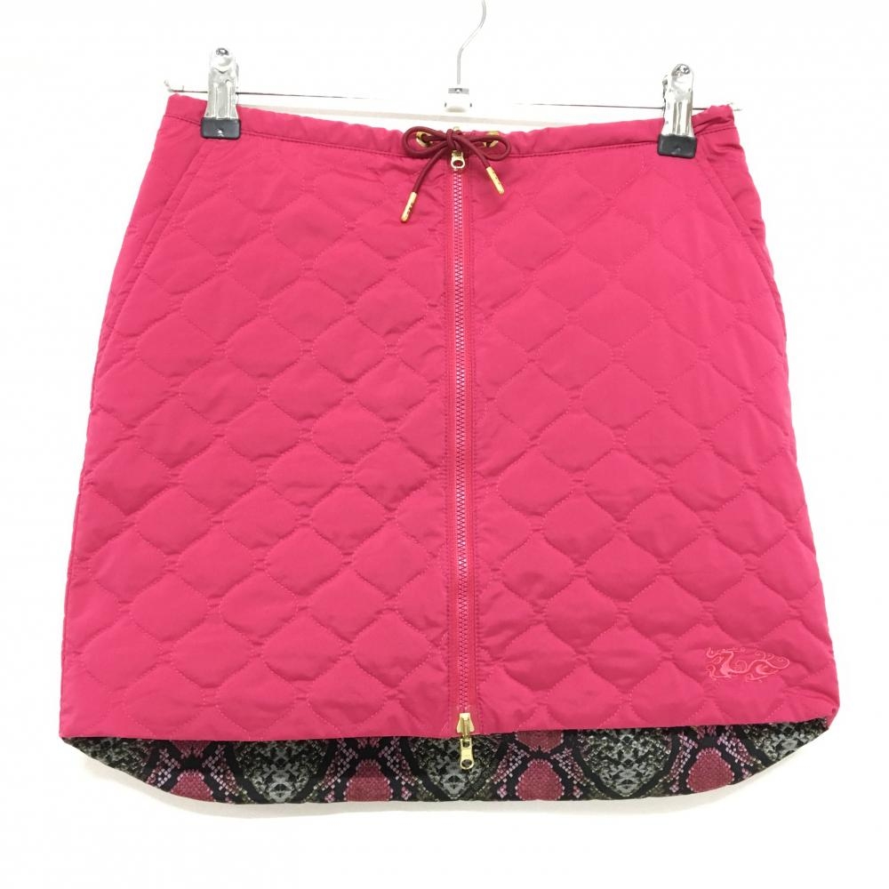 【美品】ダンスウィズドラゴン 中綿リバーシブルスカート ピンク キルティング レディース 1(S) ゴルフウェア Dance With Dragon