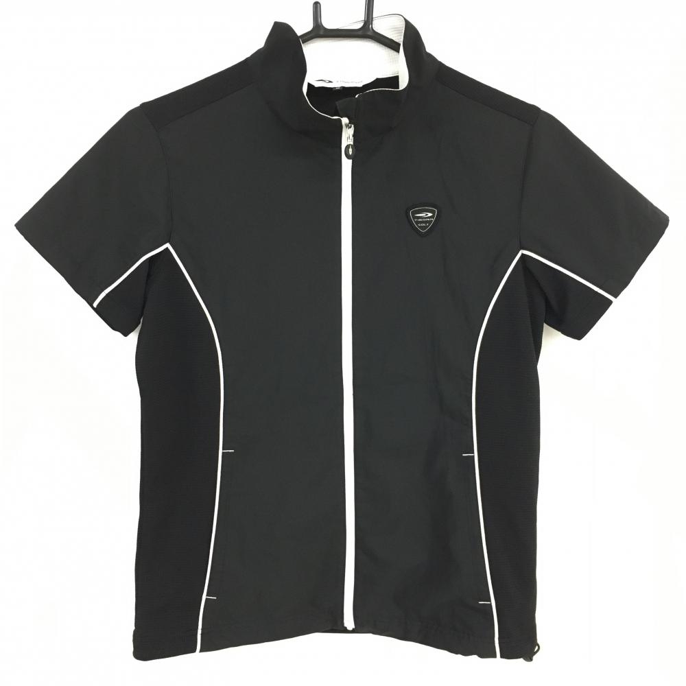 【美品】ティゴラ 半袖ブルゾン 黒 裾ドローコード  レディース M ゴルフウェア TIGORA