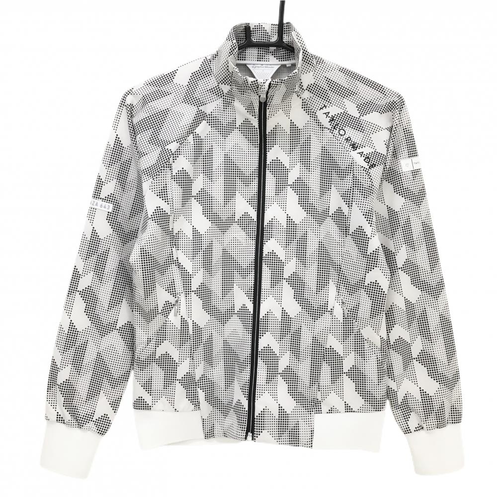 【超美品】テーラーメイド ジャケットブルゾン 白×黒 総柄 ジップポケット レディース S ゴルフウェア TaylorMade