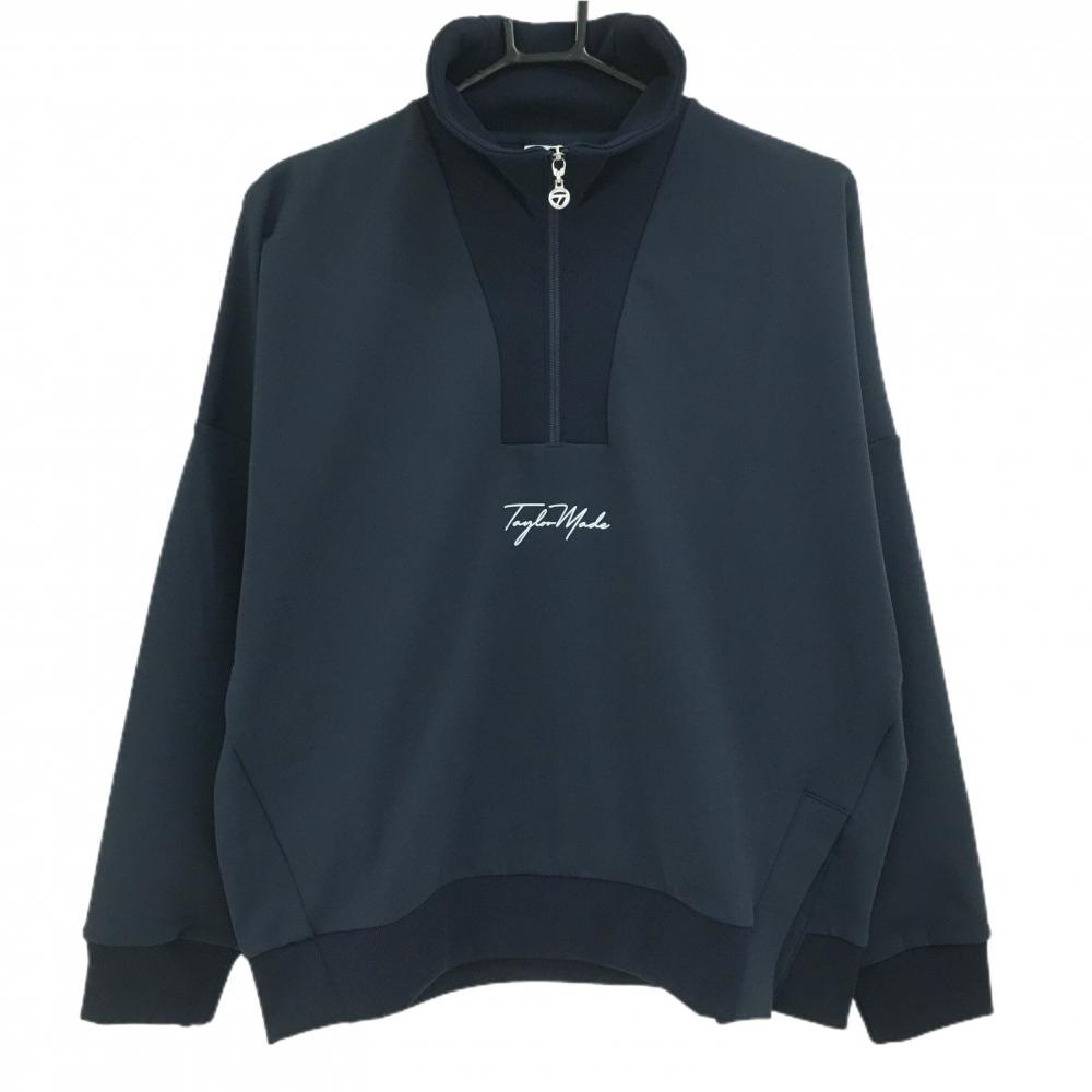 【新品】テーラーメイド ハイネックトレーナー ネイビー ハーフジップ フロントロゴ白 レディース L ゴルフウェア 2025年モデル TaylorMade
