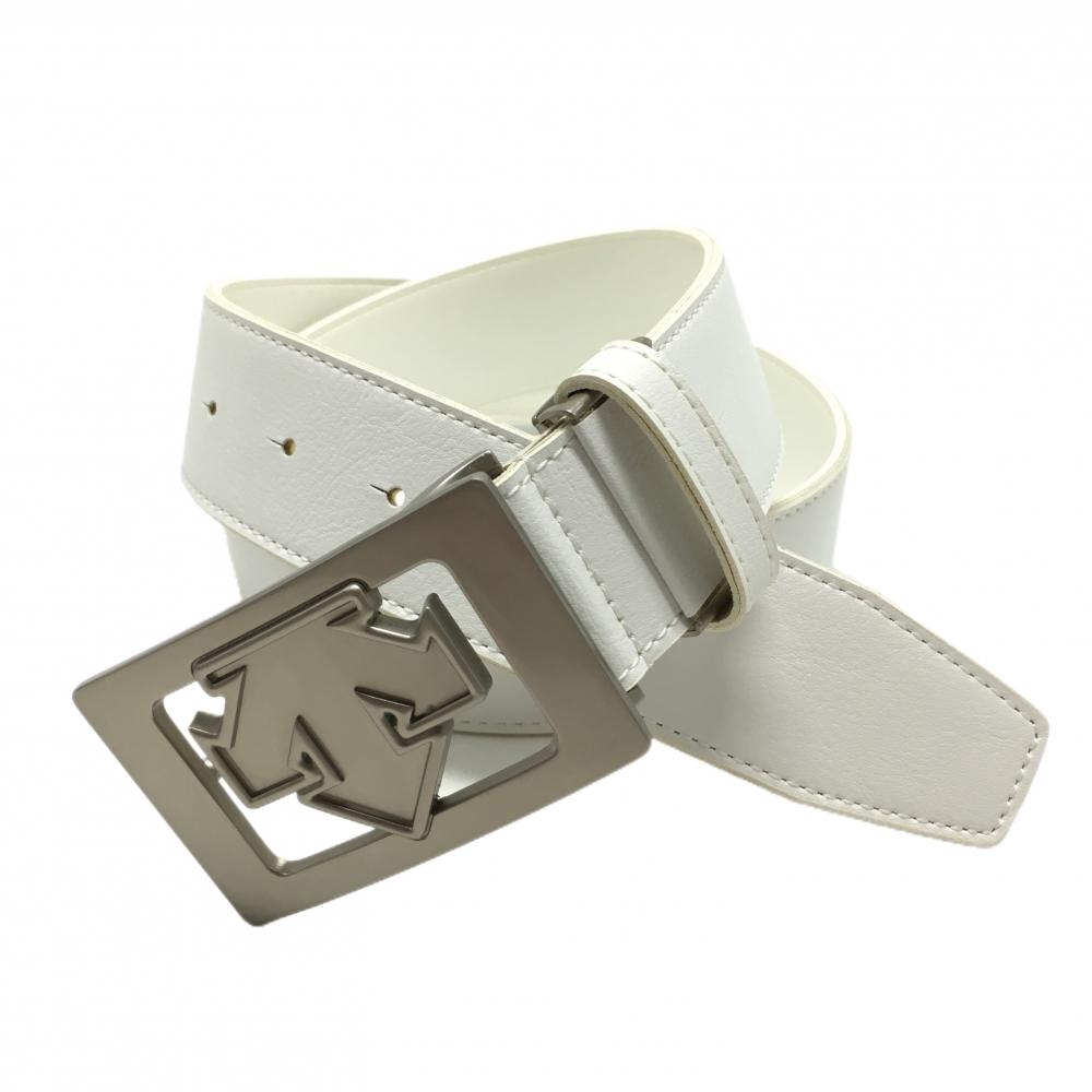 【美品】デサントゴルフ トップ式ベルト 白 ロゴシルバーバックル 中田英寿 レディース  ゴルフウェア DESCENTE