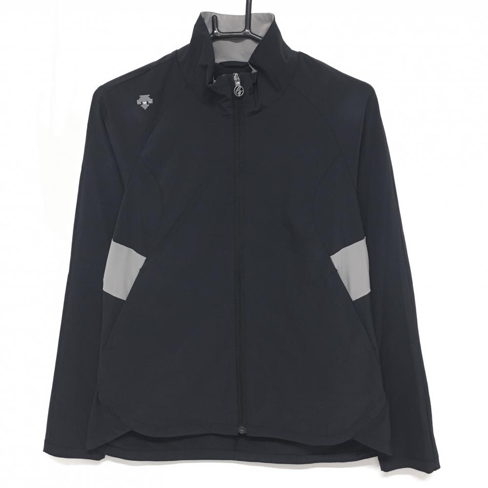 デサントゴルフ ナイロンジャケット 黒×グレー ストレッチ 薄手 中田英寿 レディース L ゴルフウェア DESCENTE