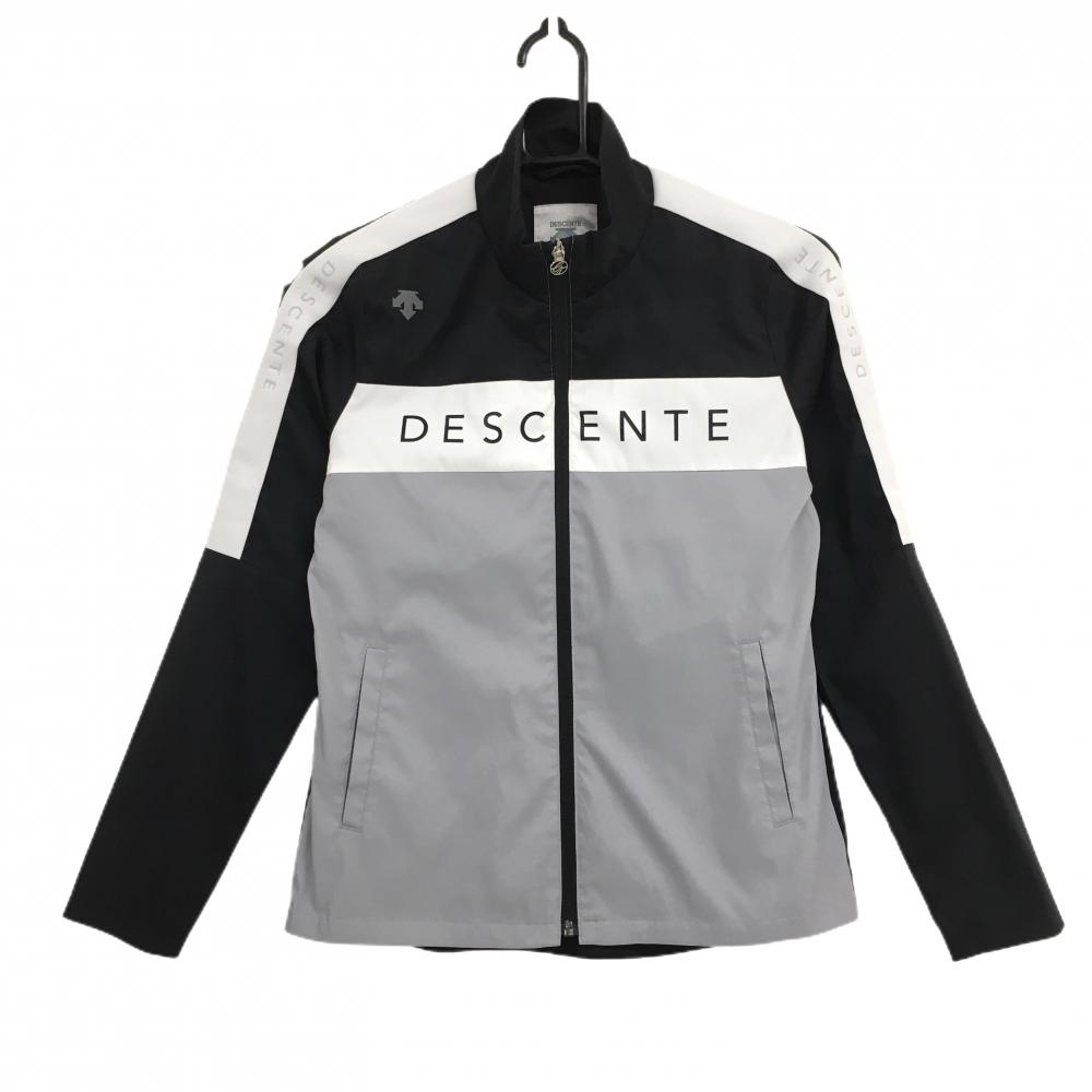【美品】デサントゴルフ ジャケット 黒×グレー 胸元ロゴ 切替 中田英寿  レディース M ゴルフウェア DESCENTE