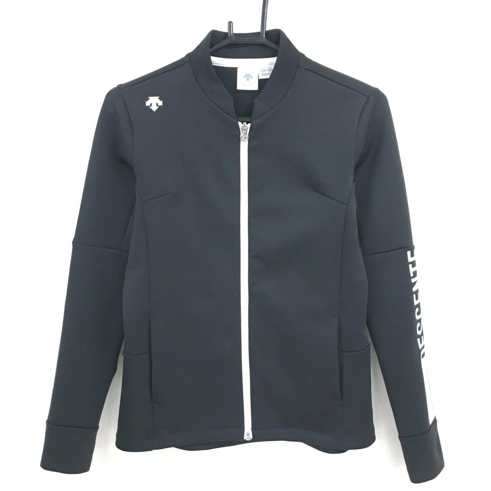 【超美品】デサントゴルフ ジャケット 黒×白 肩ロゴ 中田英寿 レディース M ゴルフウェア DESCENTE