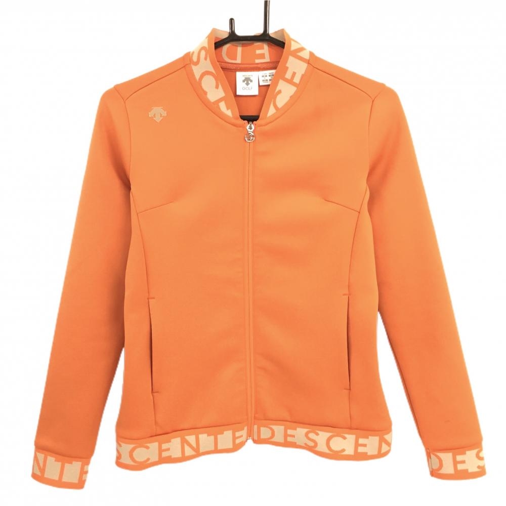 【美品】デサントゴルフ ジャケット オレンジ×ベージュ 肩ロゴ 中田英寿 レディース M ゴルフウェア DESCENTE