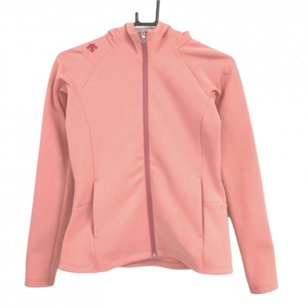 【美品】デサントゴルフ ジップパーカー ピンク フードロゴ ブルゾン 中田英寿   レディース S ゴルフウェア DESCENTE