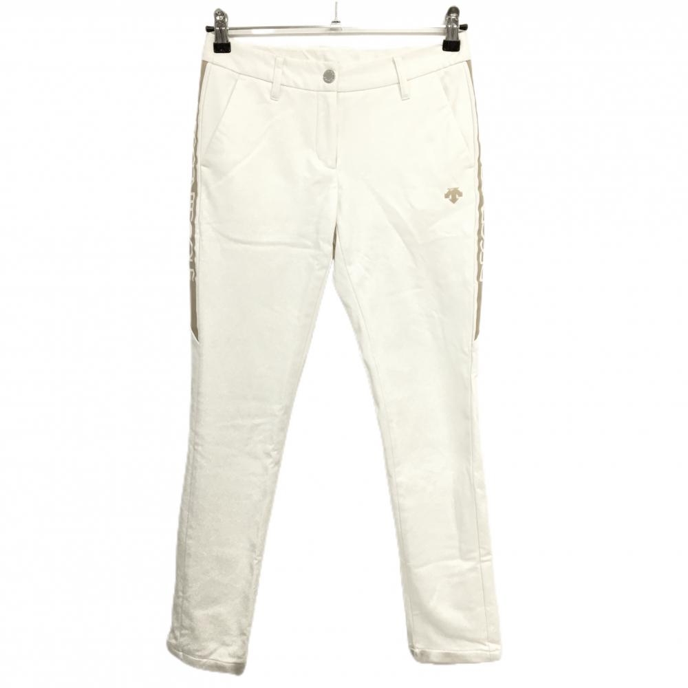 デサントゴルフ パンツ 白系×ベージュ ストレッチ 裏微起毛 サイドロゴ 中田英寿  レディース 61/S ゴルフウェア DESCENTE