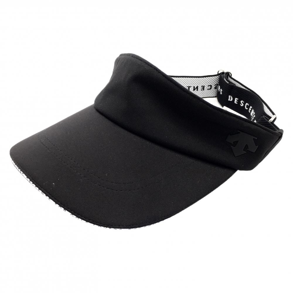 【超美品】デサントゴルフ サンバイザー 黒 後ろゴムロゴ 中田英寿 レディース F(55㎝-57㎝) ゴルフウェア DESCENTE