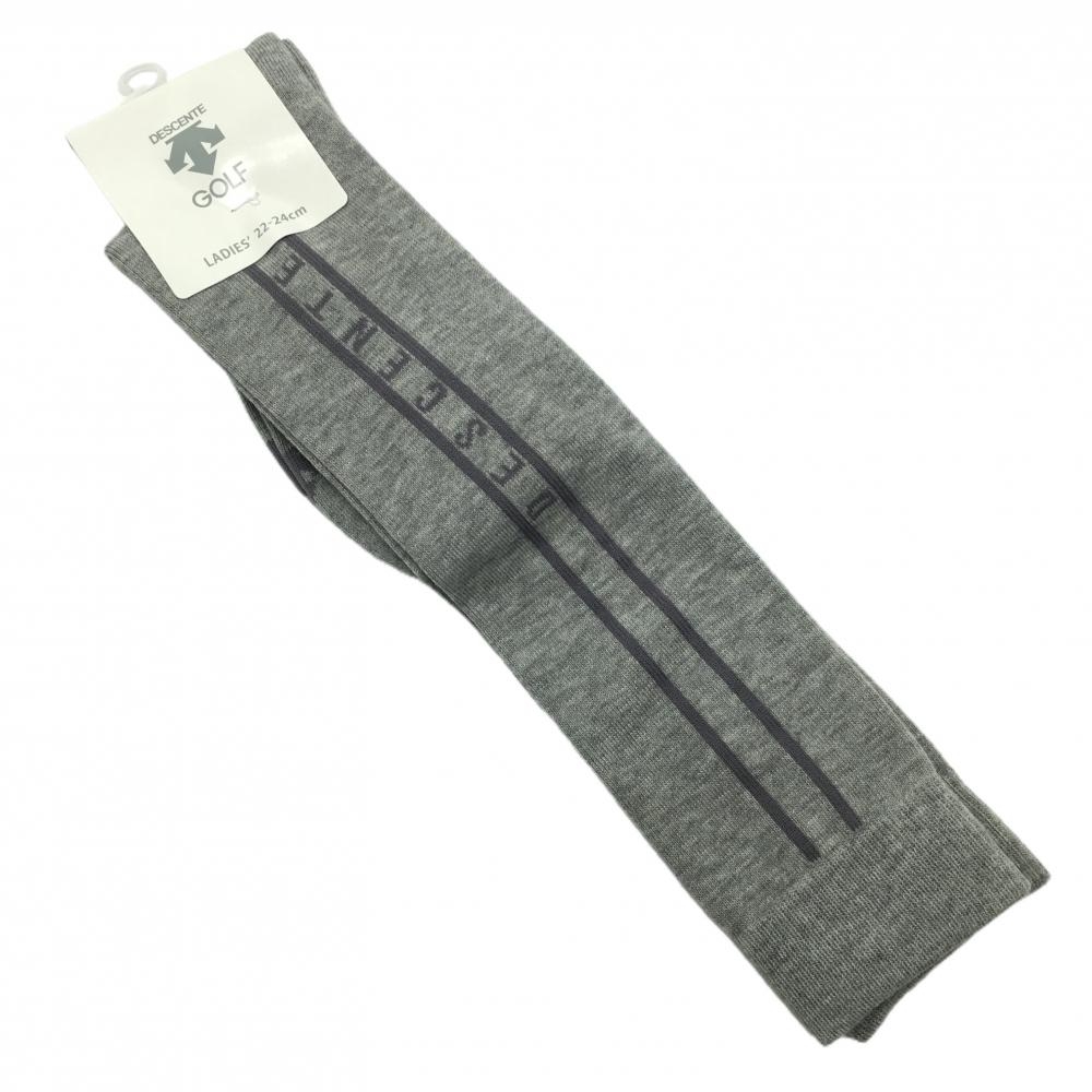 【新品】デサントゴルフ ハイソックス グレー ロゴ 抗菌防臭 中田英寿 レディース 22～24cm ゴルフウェア DESCENTE