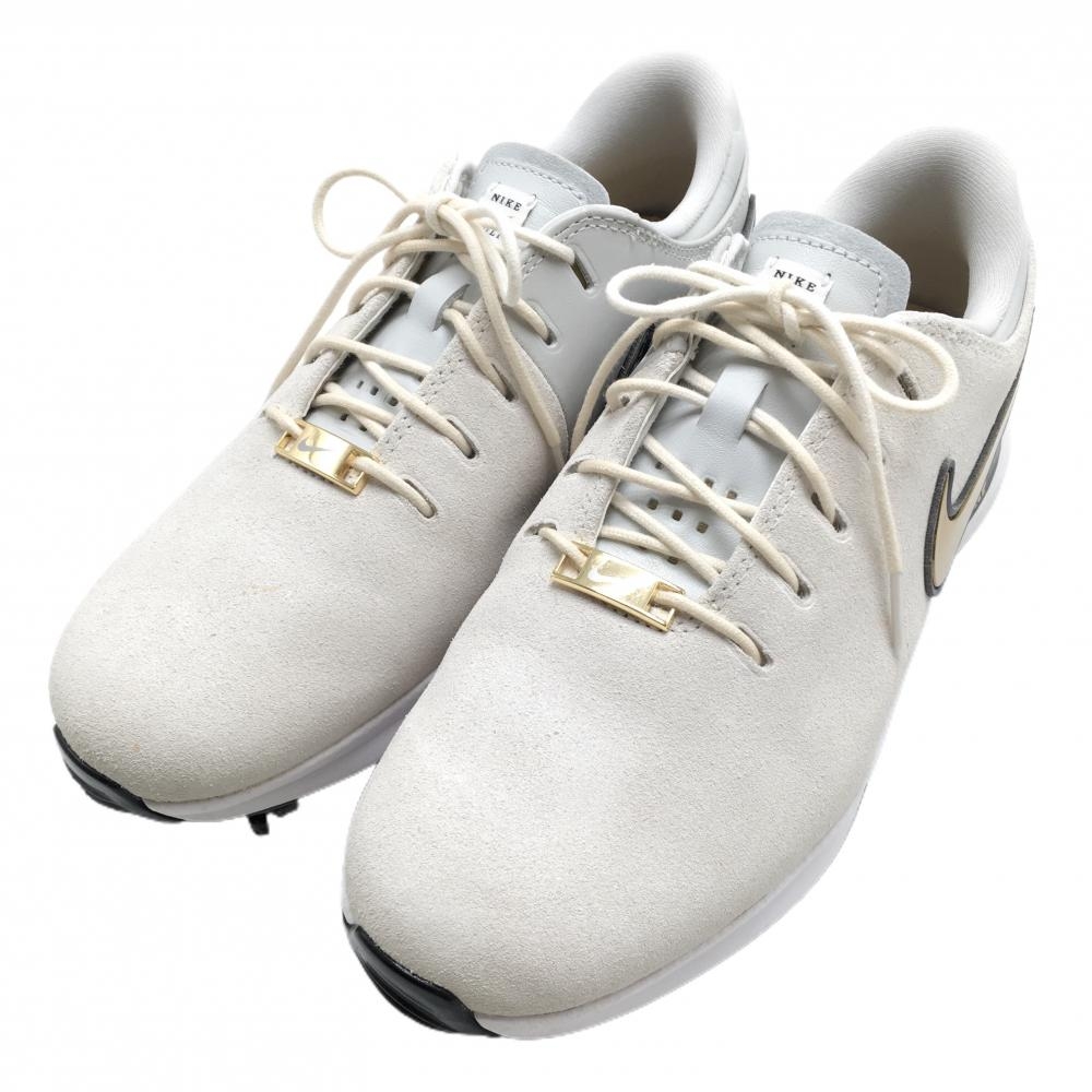 【美品】ナイキ ゴルフシューズ アイボリー系×ライトグレー スエード調 FJ2242-100 エア ズーム レディース 24.5 ゴルフウェア NIKE