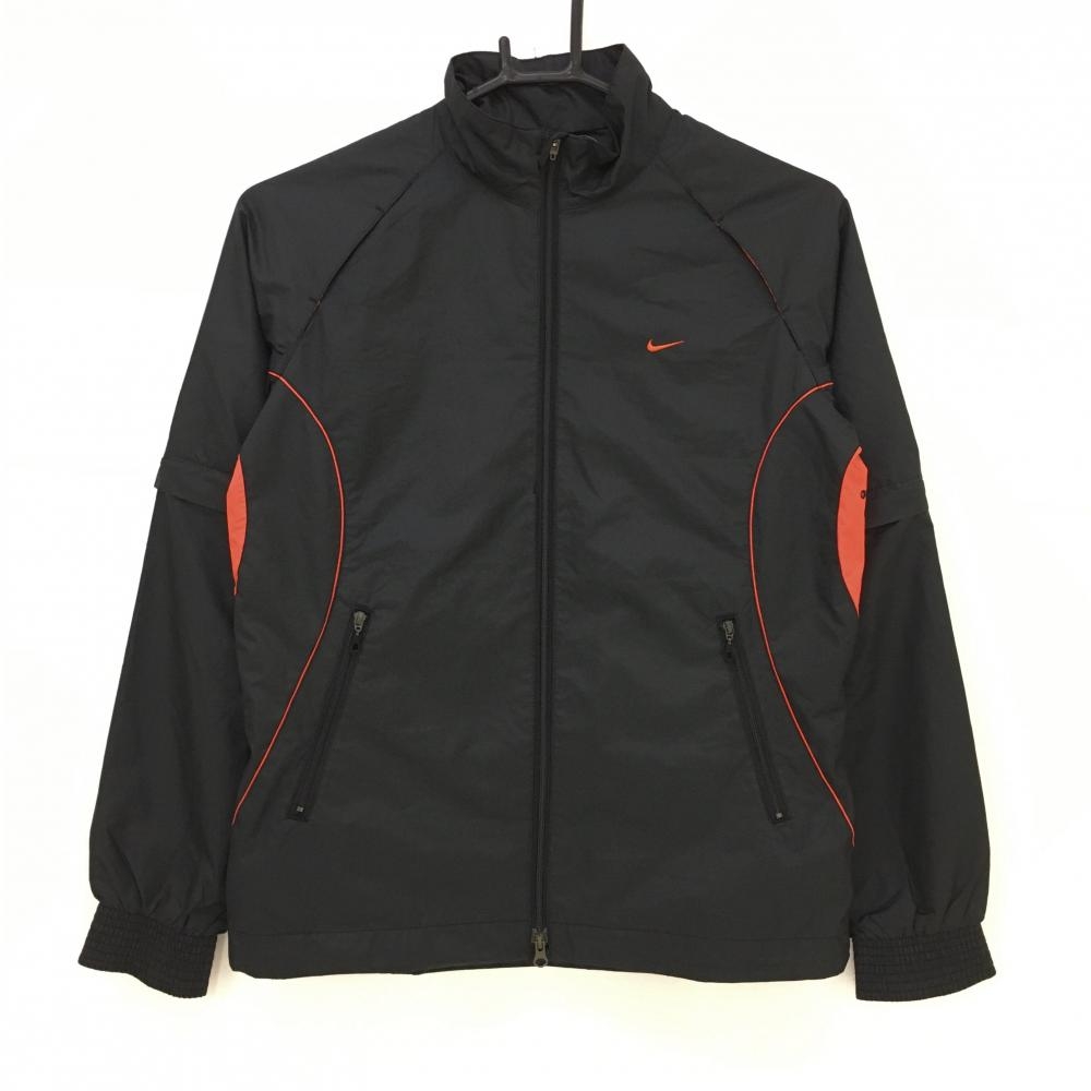 ナイキ 2WAYジャケット 黒×オレンジ 袖着脱可 フルジップ  レディース S ゴルフウェア NIKE