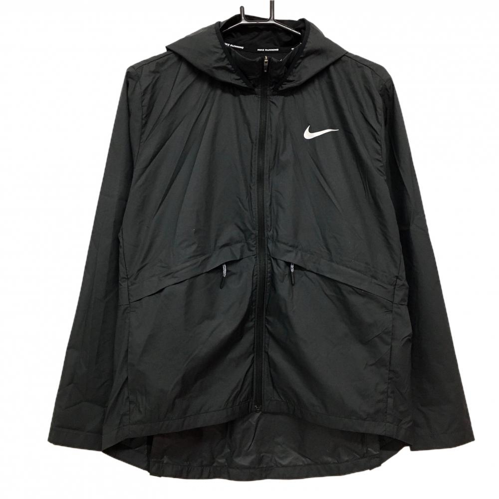 【美品】ナイキ ジップパーカー 黒 背中一部メッシュ裏地 レディース XL ゴルフウェア NIKE