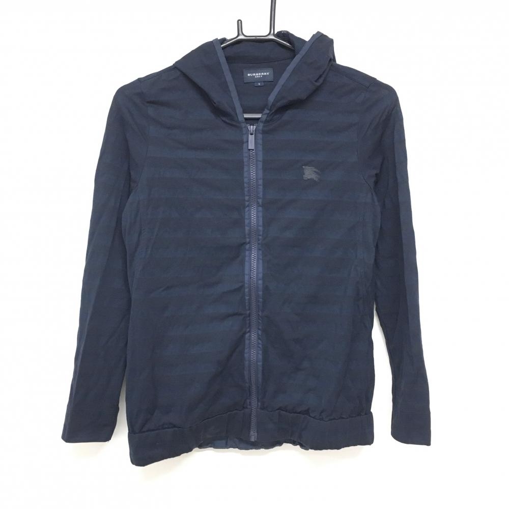 【超美品】バーバリーゴルフ ジップパーカー ネイビー ボーダー ブルゾン レディース 2(M) ゴルフウェア BURBERRY GOLF