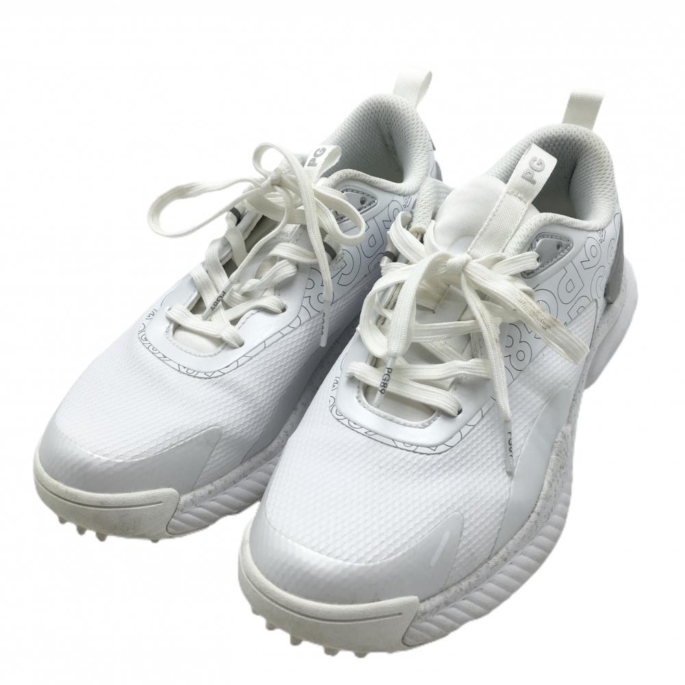 【美品】パーリーゲイツ ゴルフシューズ 白×グレー 053-3292754 スパイクレス レディース 25.0 ゴルフウェア PEARLY GATES