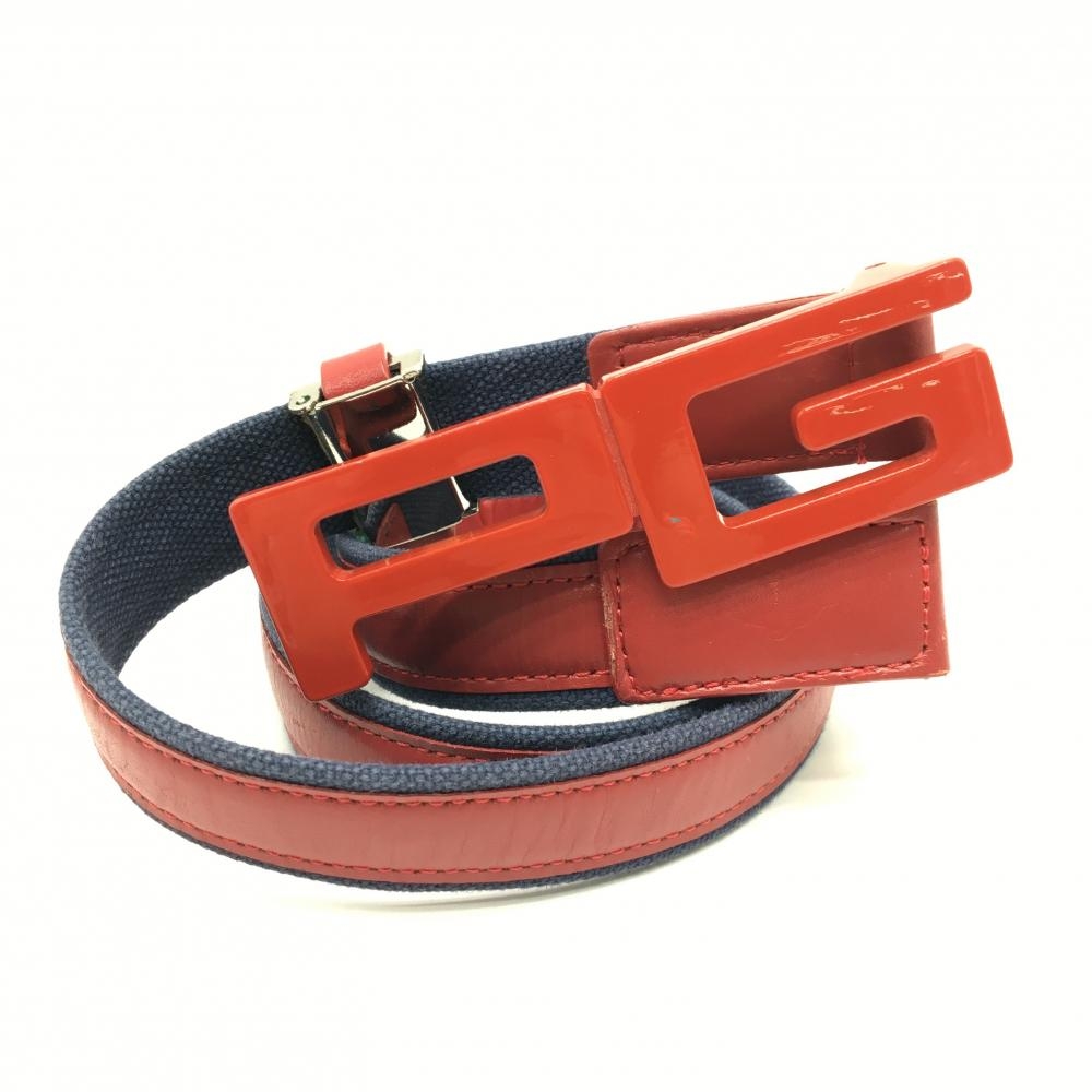 パーリーゲイツ トップ式ベルト レッド×ネイビー ロゴバックル レディース  ゴルフウェア PEARLY GATES