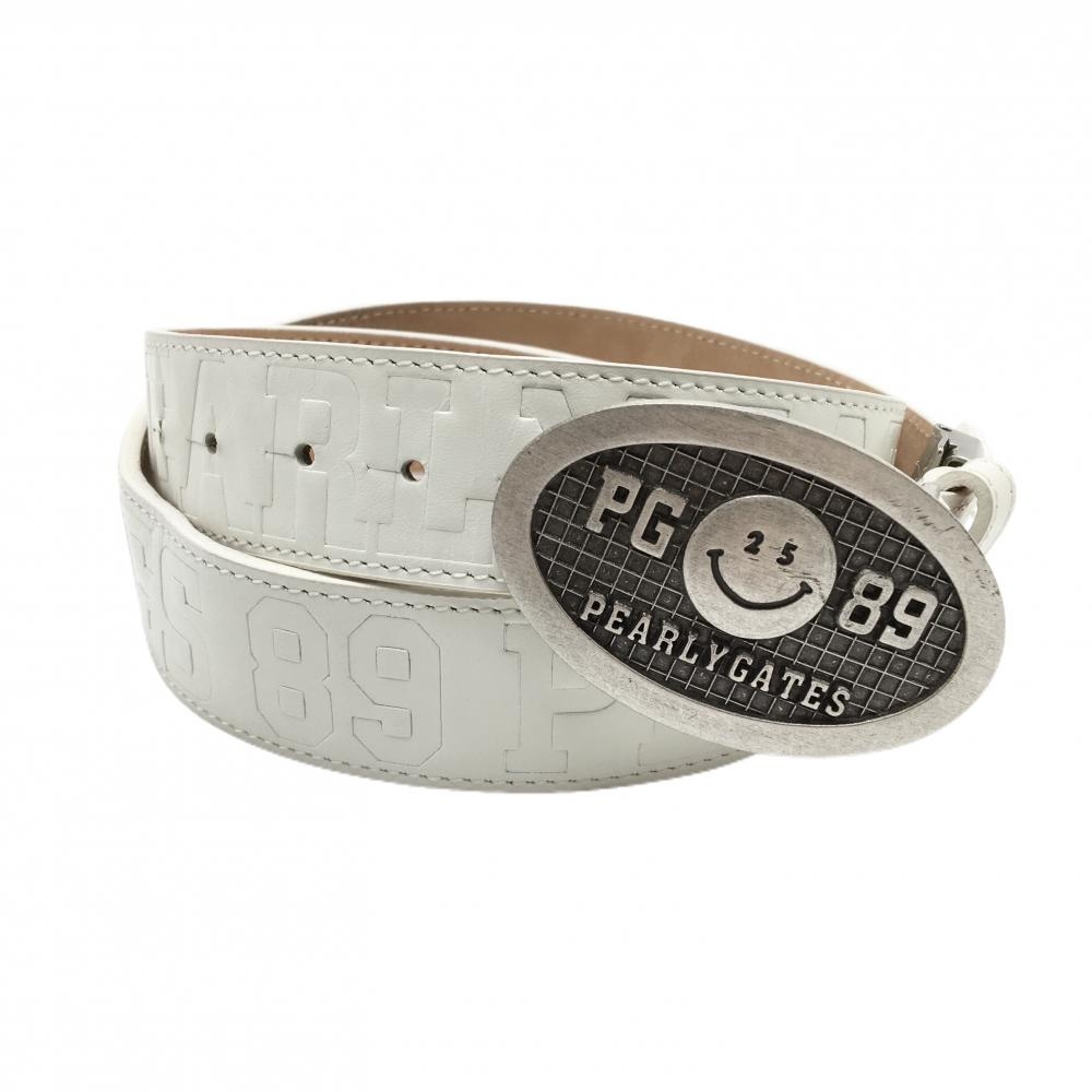 【美品】パーリーゲイツ トップ式ベルト 白 ニコちゃん スマイル  レディース  ゴルフウェア PEARLY GATES