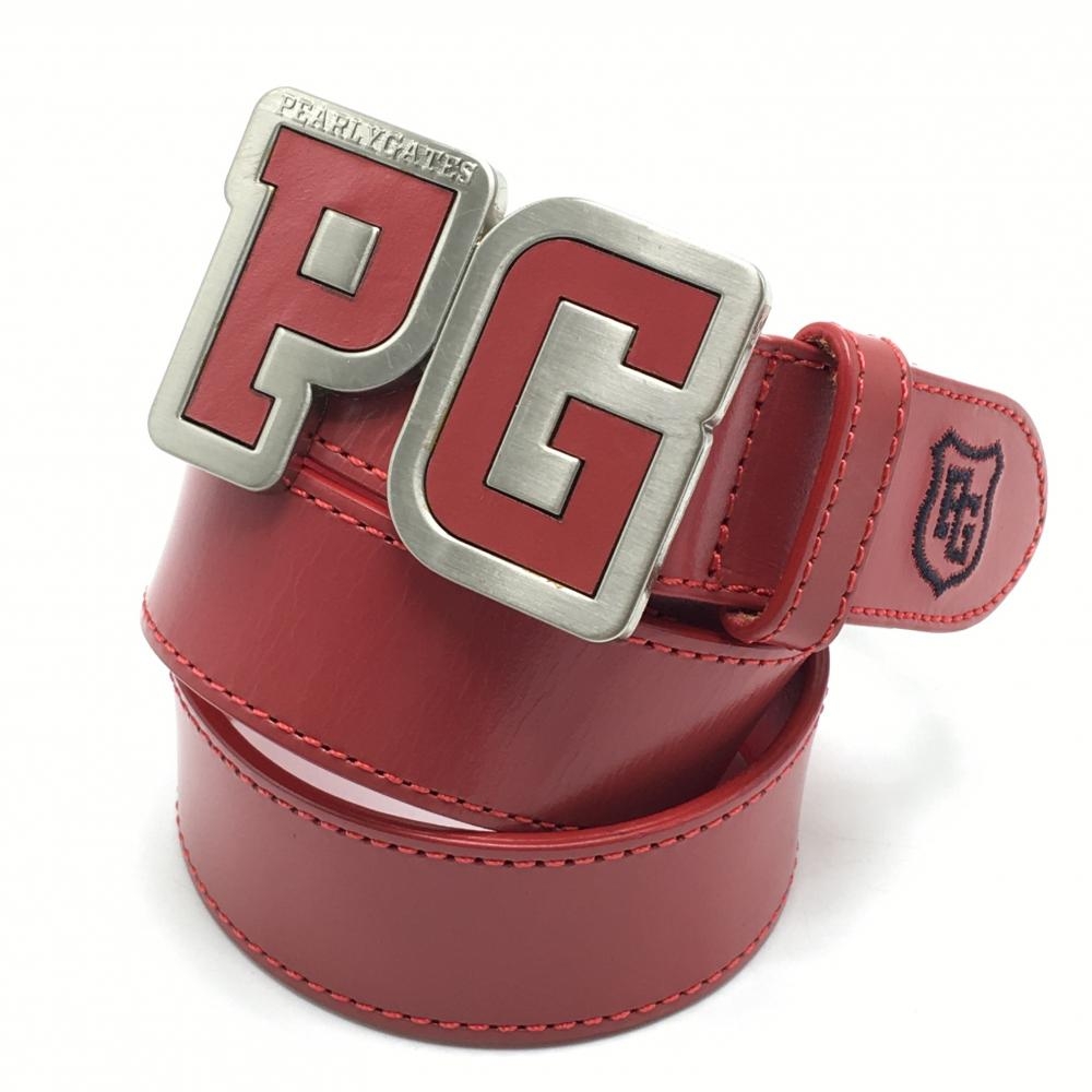 パーリーゲイツ トップ式ベルト レッド シルバーバックル レディース  ゴルフウェア PEARLY GATES