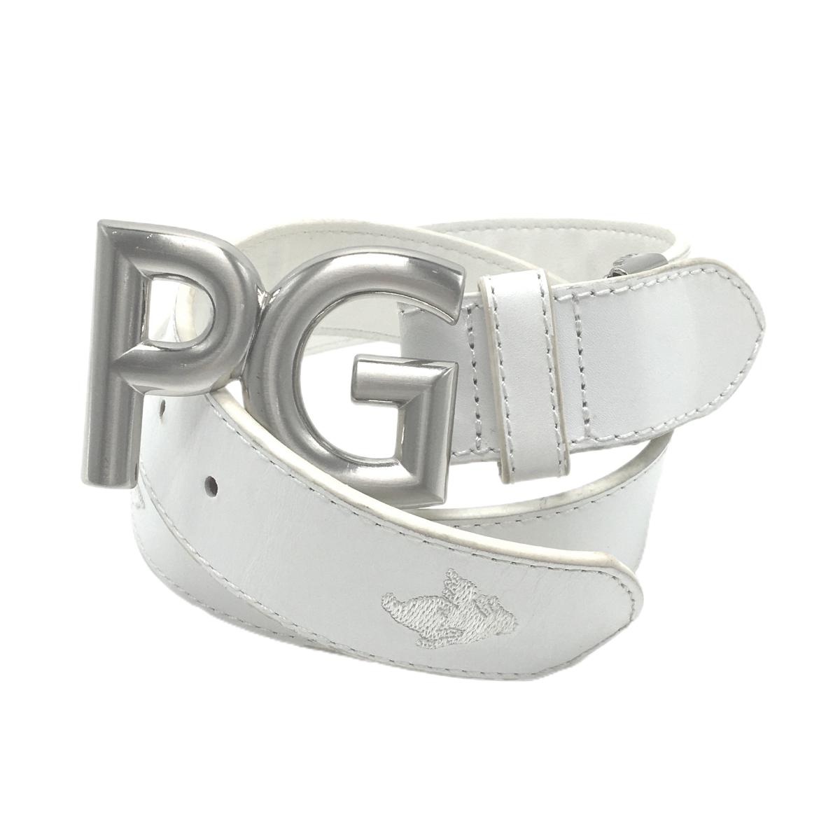 パーリーゲイツ トップ式ベルト 白 フライングラビット総柄 ロゴバックル レディース  ゴルフウェア PEARLY GATES