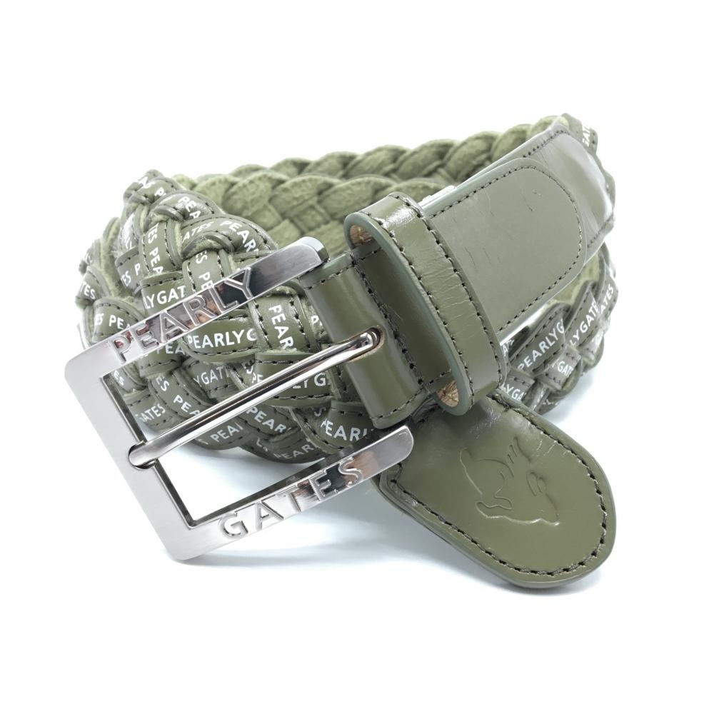 パーリーゲイツ メッシュベルト カーキ ロゴ総柄 編み込み  レディース  ゴルフウェア PEARLY GATES