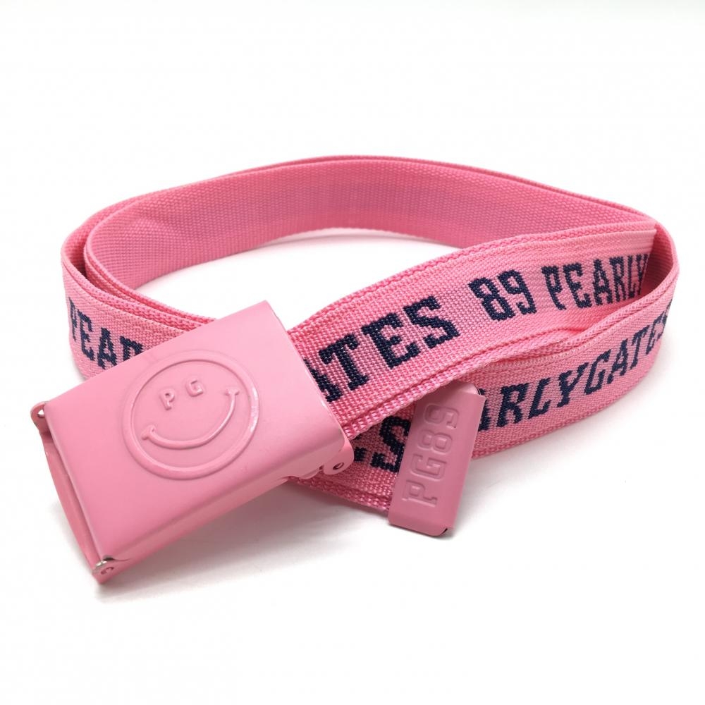 【美品】パーリーゲイツ ガチャベルト ピンク×ネイビー ニコちゃん スマイル ロゴ  レディース  ゴルフウェア PEARLY GATES