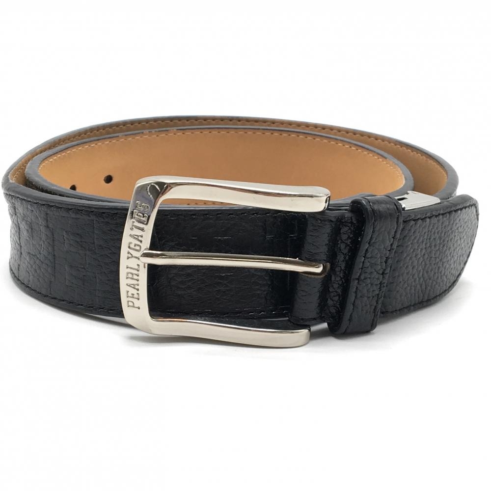 パーリーゲイツ ベルト 黒 ロゴ型押し シルバーバックル レディース  ゴルフウェア PEARLY GATES