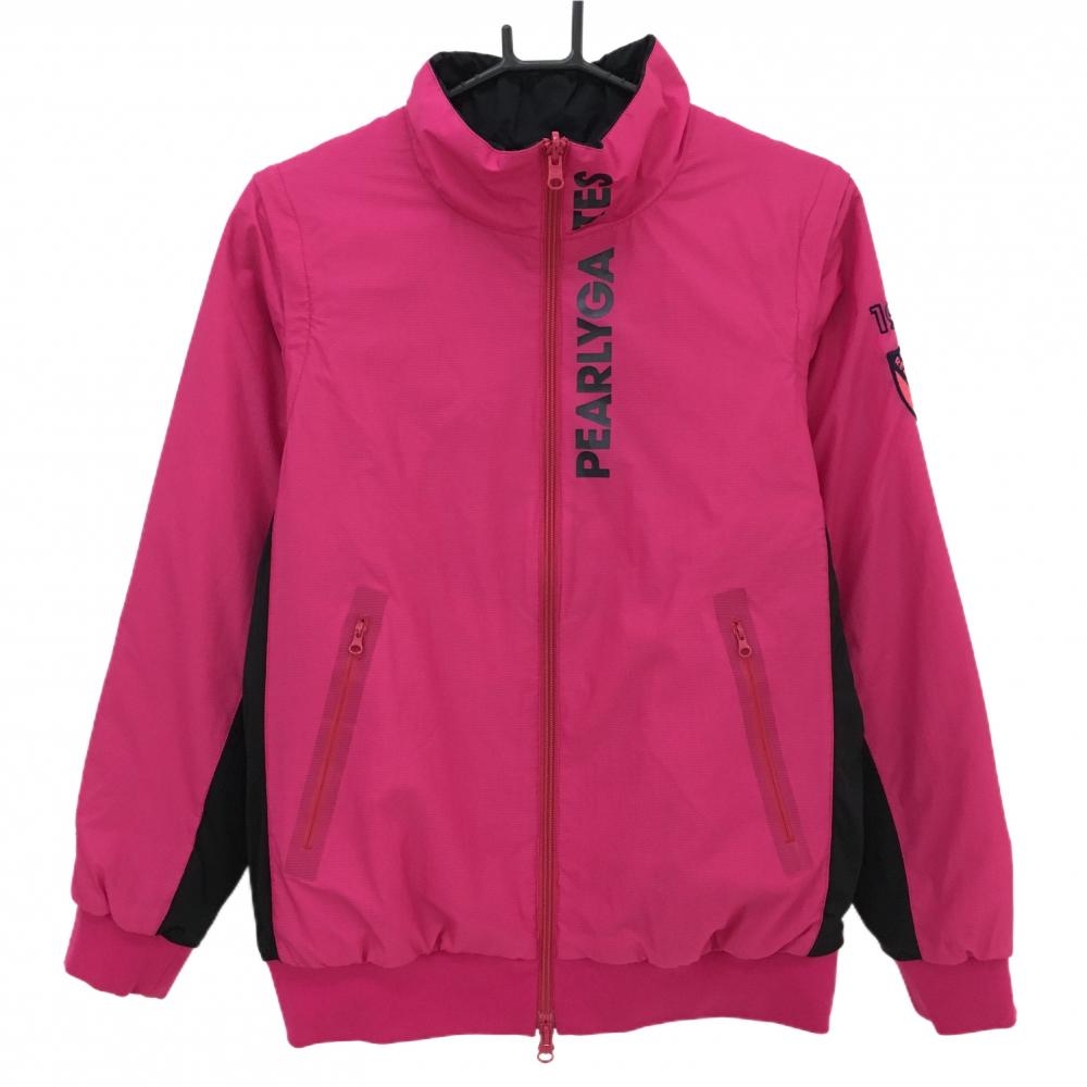 【美品】パーリーゲイツ 4WAY中綿リバーシブルジャケット ピンク×黒 裏黒 袖着脱可  レディース 1(M) ゴルフウェア PEARLY GATES