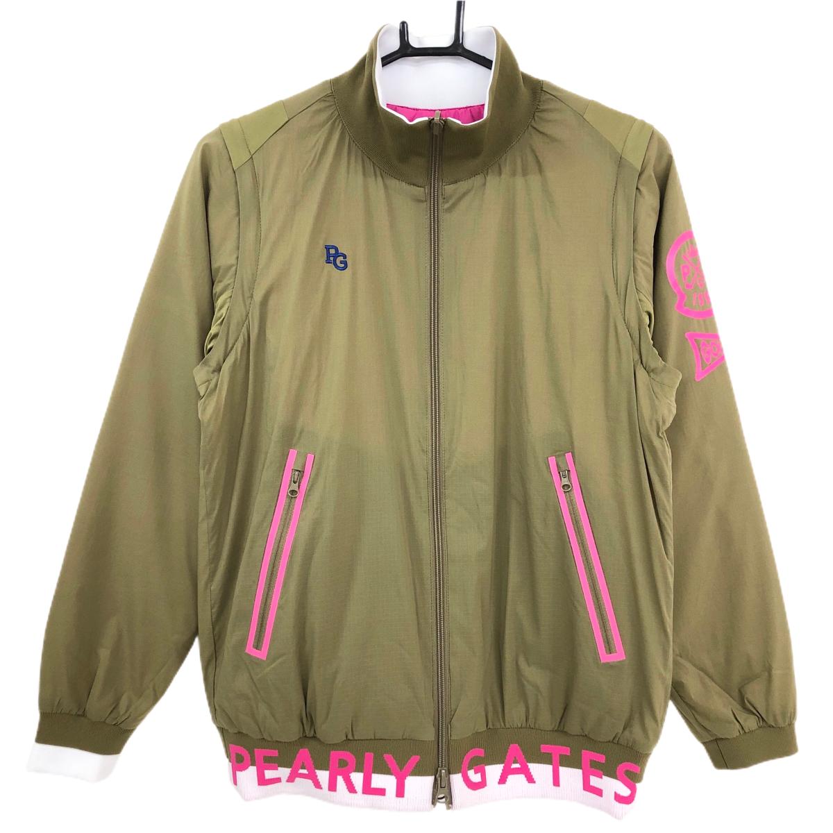 【新品】パーリーゲイツ 4WAY中綿リバーシブルジャケット カーキ×ピンク 裏キルティング  レディース 1(M) ゴルフウェア PEARLY GATES