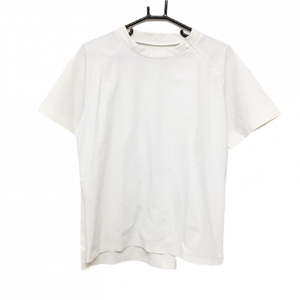 【美品】PGGパーリーゲイツ 半袖ブルゾン 白 ナイロン混 ストレッチ バックロゴ・シャーリング レディース 1(M) ゴルフウェア PEARLY GATES