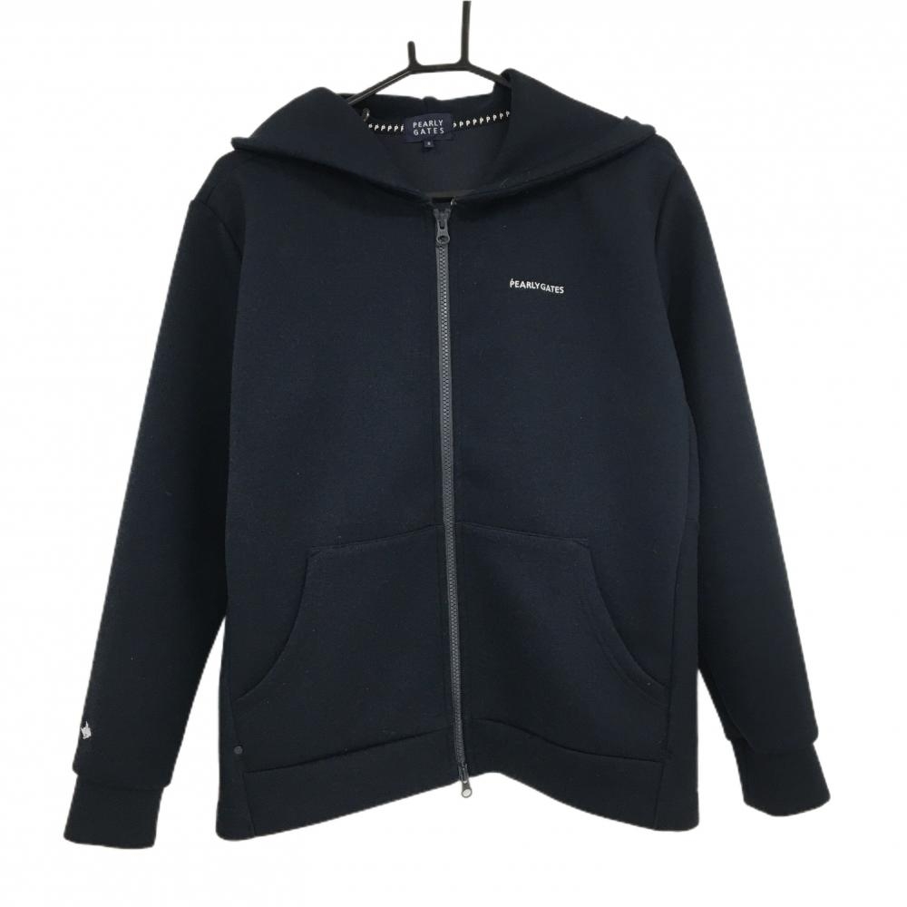 パーリーゲイツ ジップパーカー ネイビー ロゴ刺しゅう ダンバールニット ジャケット  レディース 2(L) ゴルフウェア PEARLY GATES