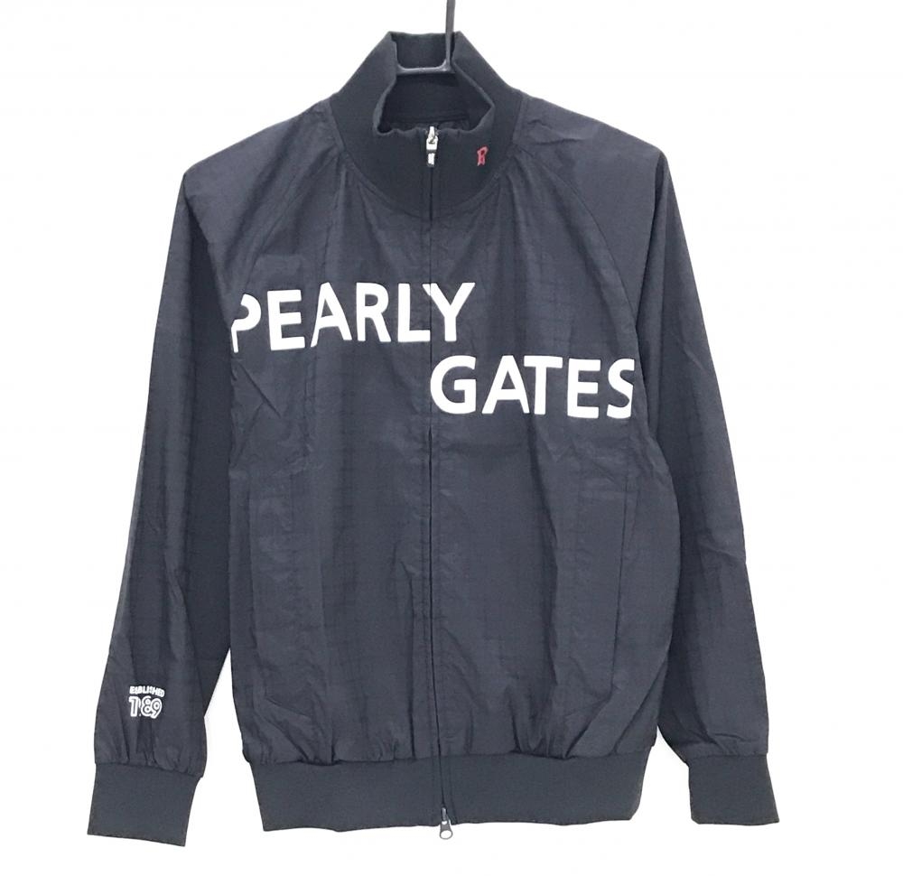 【新品】パーリーゲイツ ジャケット ネイビー×白 格子柄地模様 ロゴプリント  レディース 0(S) ゴルフウェア PEARLY GATES