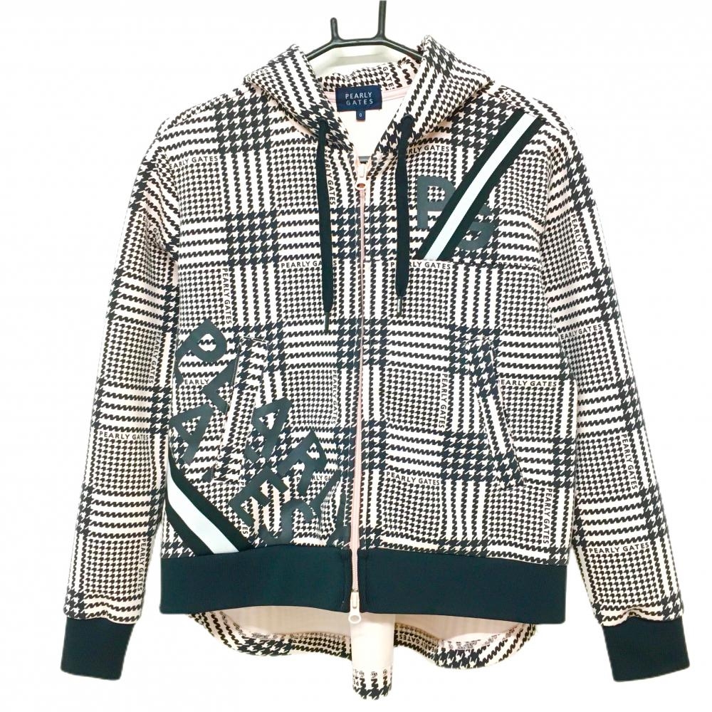 【美品】パーリーゲイツ ジップパーカー ピンク×黒 グレンチェック ブルゾン  レディース 0(S) ゴルフウェア PEARLY GATES