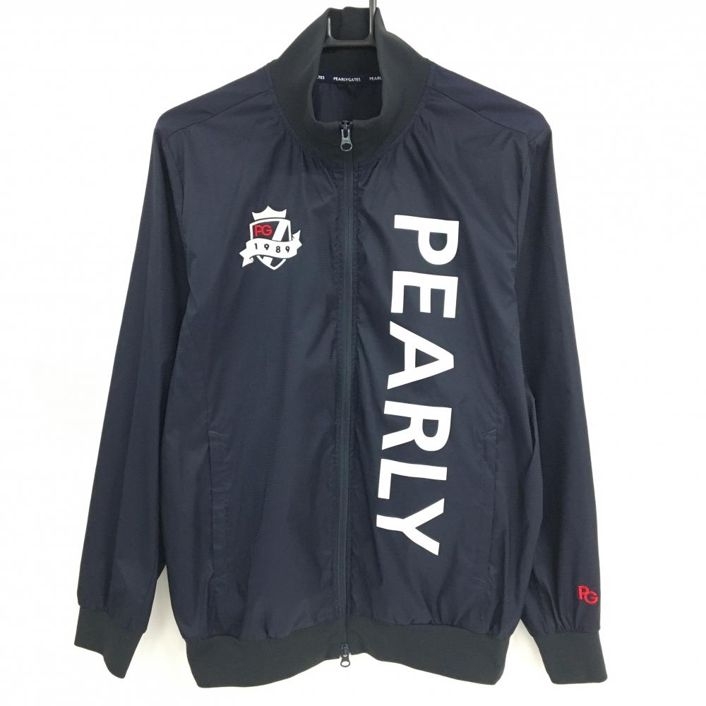 パーリーゲイツ ジャケットブルゾン ダークネイビー×白 フロントロゴ ダブルジップ レディース 4(M) ゴルフウェア PEARLY GATES
