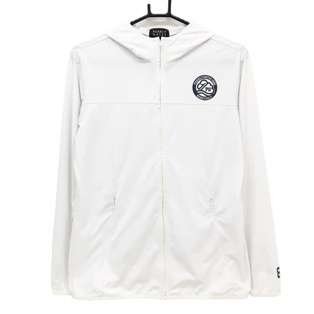 パーリーゲイツ ジップパーカー 白×ネイビー ダブルジップ ストレッチ ブルゾン レディース 2(L) ゴルフウェア PEARLY GATES