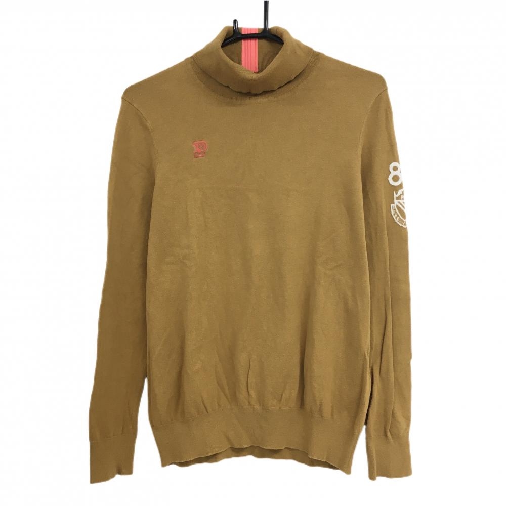 パーリーゲイツ タートルネックセーター ブラウン コットン混 ニット  レディース 2(L) ゴルフウェア PEARLY GATES