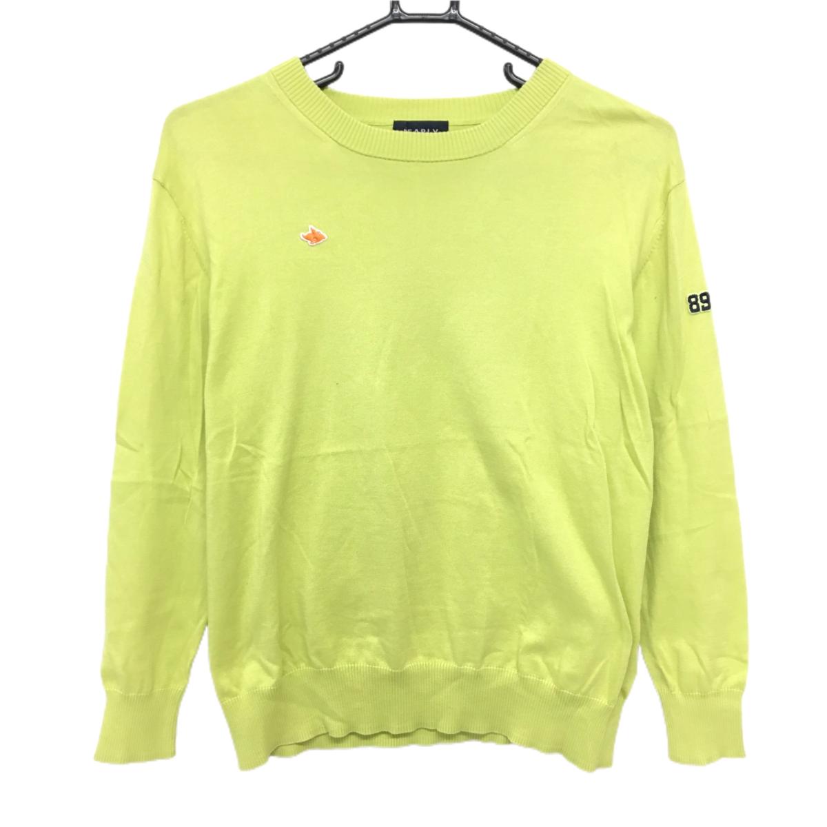 【美品】パーリーゲイツ セーター ライトグリーン コットン100％ ワッペン  レディース 0(S) ゴルフウェア PEARLY GATES