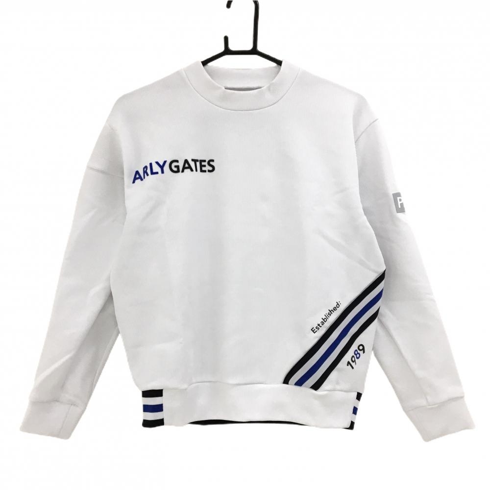【超美品】パーリーゲイツ ハイネックトレーナー 白×ブルー×ネイビー レディース 0(S) ゴルフウェア 2024年モデル PEARLY GATES