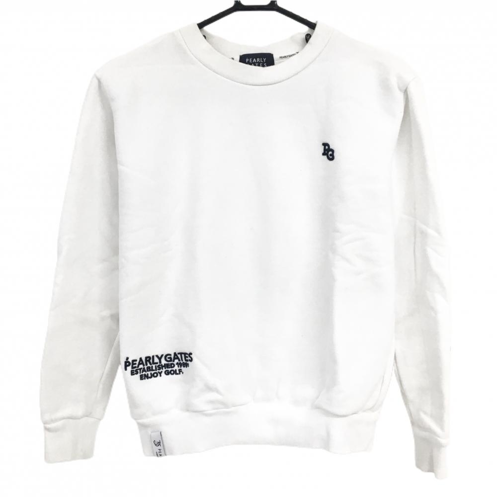 パーリーゲイツ トレーナー 白×マルチカラー 後ろビッグプリント 非売品 35周年 ニコちゃん  レディース 0(S) ゴルフウェア PEARLY GATES