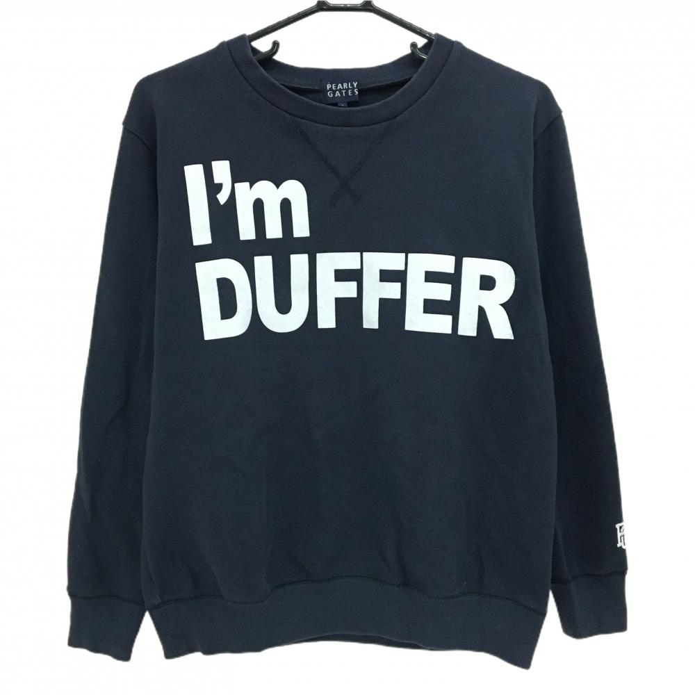 パーリーゲイツ トレーナー ダークネイビー×白 スウェット フロッキープリント レディース 1(M) ゴルフウェア PEARLY GATES