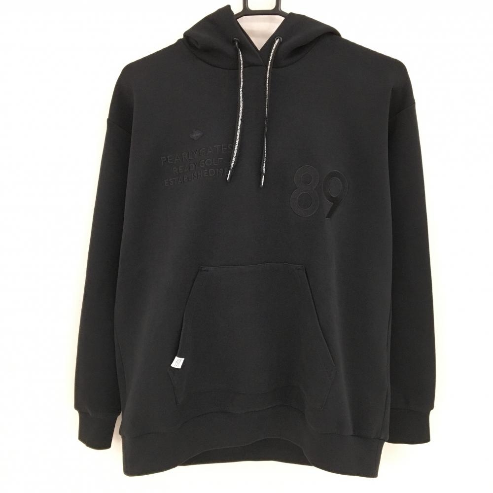 【超美品】パーリーゲイツ パーカー 黒 ダンボールニット 保温性 バックロゴ  レディース 0(S) ゴルフウェア 2026年モデル PEARLY GATES