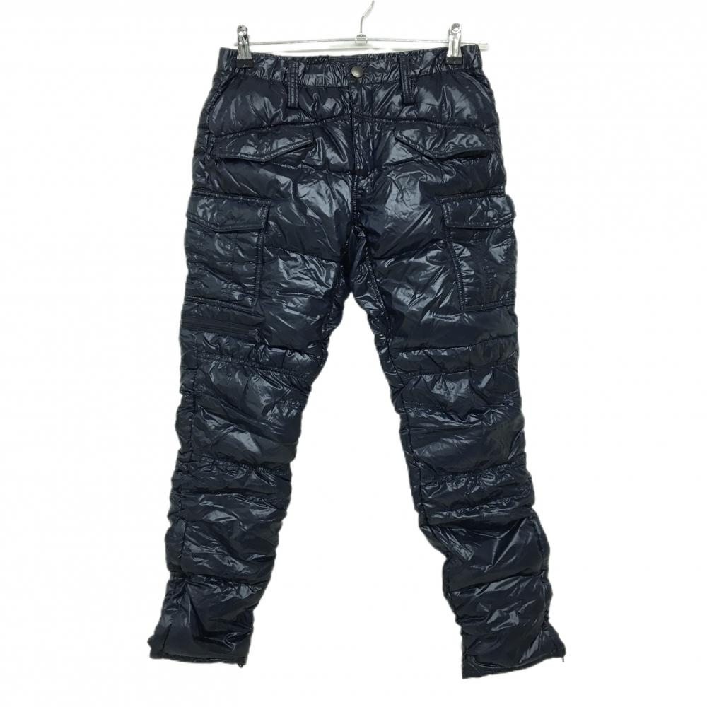 【美品】パーリーゲイツ ナイロンダウンパンツ ネイビー ウエストゴム 裾サイドジップ  レディース 1(M) ゴルフウェア PEARLY GATES