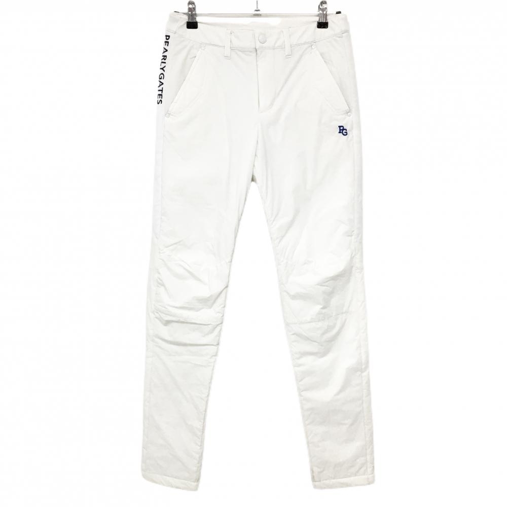 【美品】パーリーゲイツ 中綿パンツ 白 格子柄地模様 レディース 1(M) ゴルフウェア PEARLY GATES