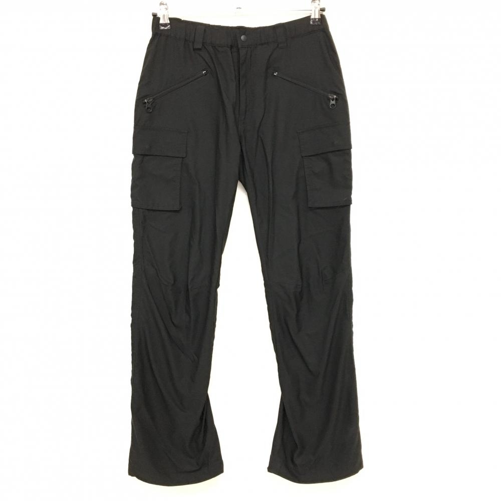 【超美品】パーリーゲイツ カーゴパンツ 黒 蓄熱裏地 ドローコード ポケットボタン跡  レディース 1(M) ゴルフウェア PEARLY GATES